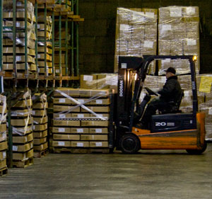 Forklift in Freezer