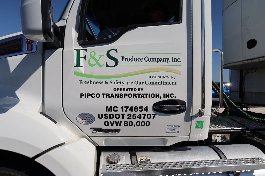 F&S Produce Company Pipco Transportation semi-truck cab with company decals